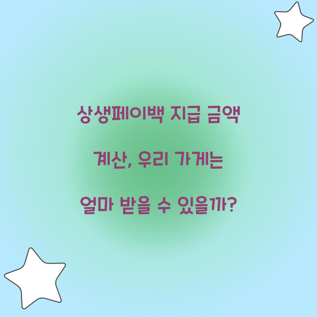 상생페이백 지급 금액 계산: 우리 가게는 얼마 받을 수 있을까?