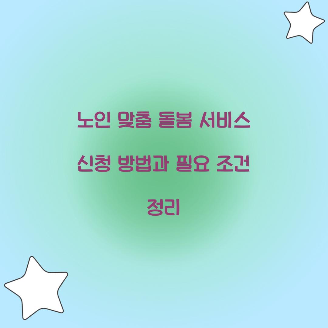 노인 맞춤 돌봄 서비스