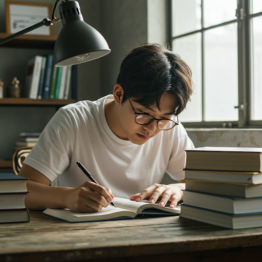 공부에 집중하는 모습