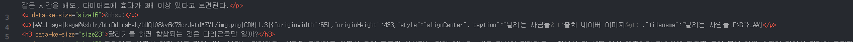 HTML 모드에 알트 삽입 전 내용