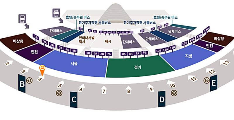 공항버스-6300번-T1-제1터미널-탑승위치-안내하는-그림