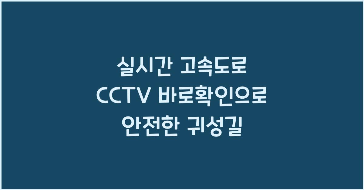 실시간 고속도로 cctv 바로확인