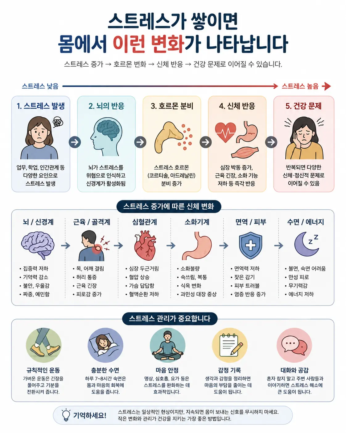 스트레스로 인한 몸의 변화 인포그래피