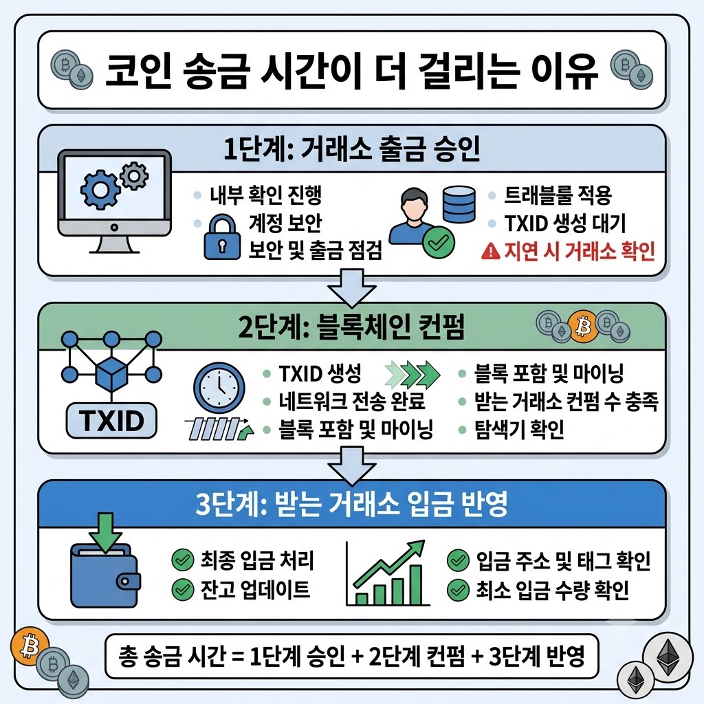 코인 출금부터 입금 반영 순서