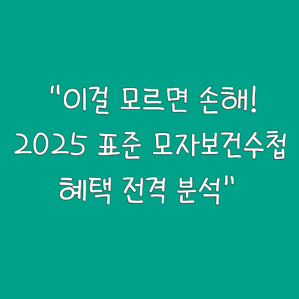 “이걸 모르면 손해! 2025 표준 모자보건수첩 혜택 전격 분석📒”
