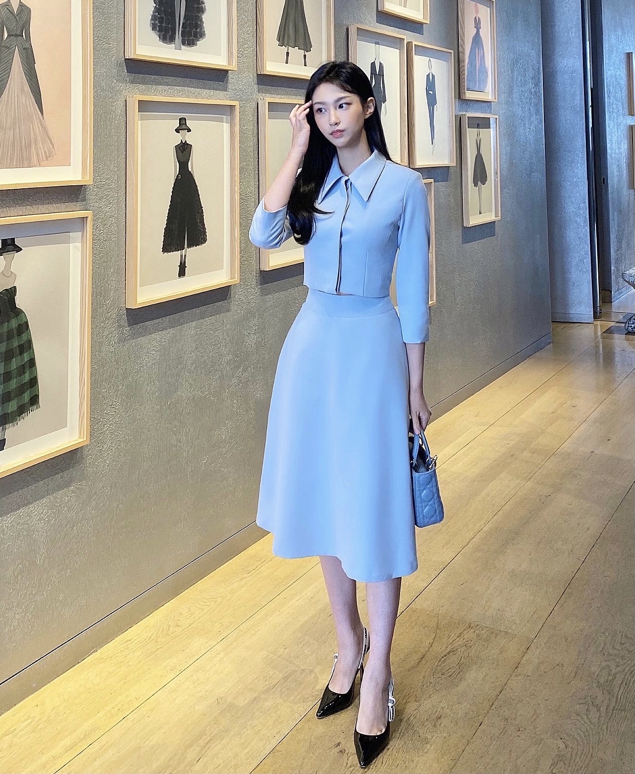 제이원 diorr 크롭 자켓 스커트 여성 하객 정장 투피스 세트