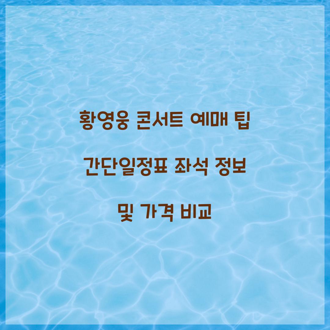 황영웅 콘서트 예매