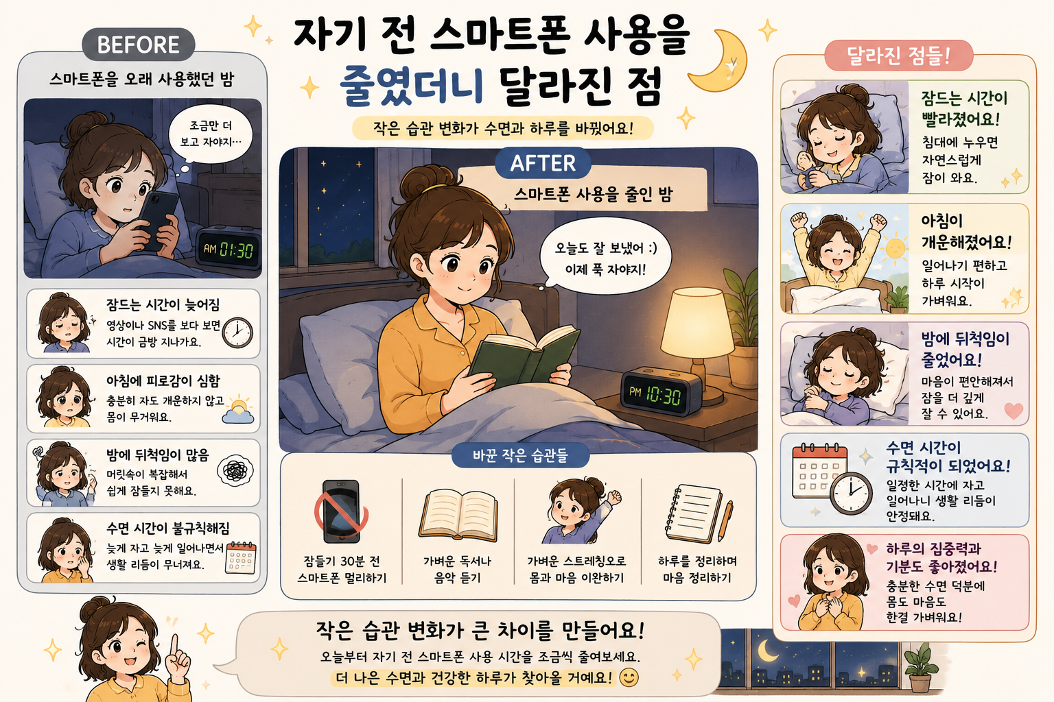 자기 전, 스마트폰 사용을 줄였더니