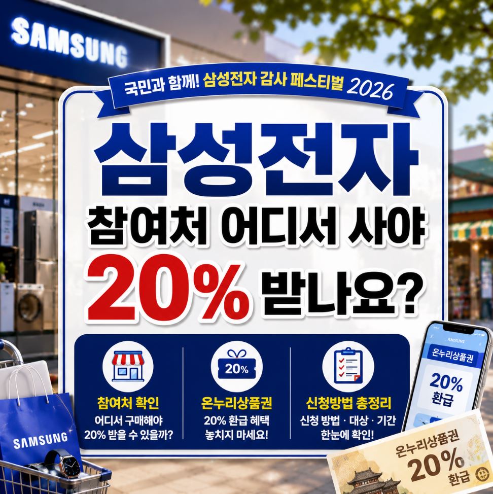 삼성전자 감사 페스티벌 참여처 어디서 사야 20% 받나요 2026