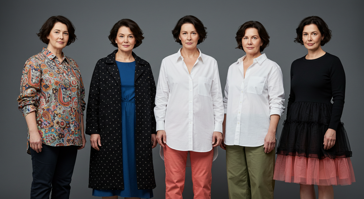 중년여성 체형 커버 코디