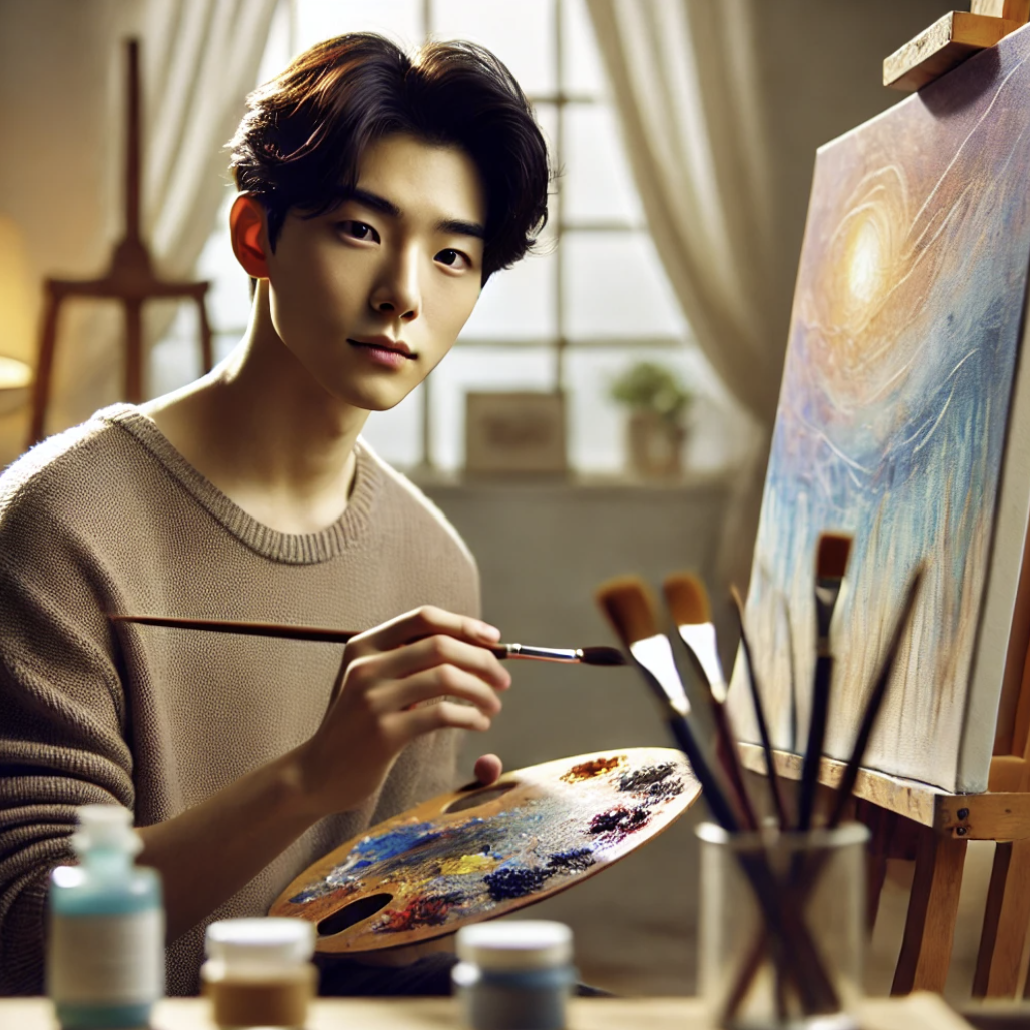 작품활동중인 화가