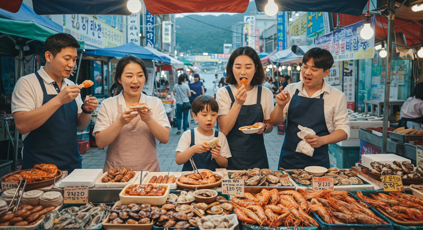 속초 중앙시장 먹거리와 속초 해변