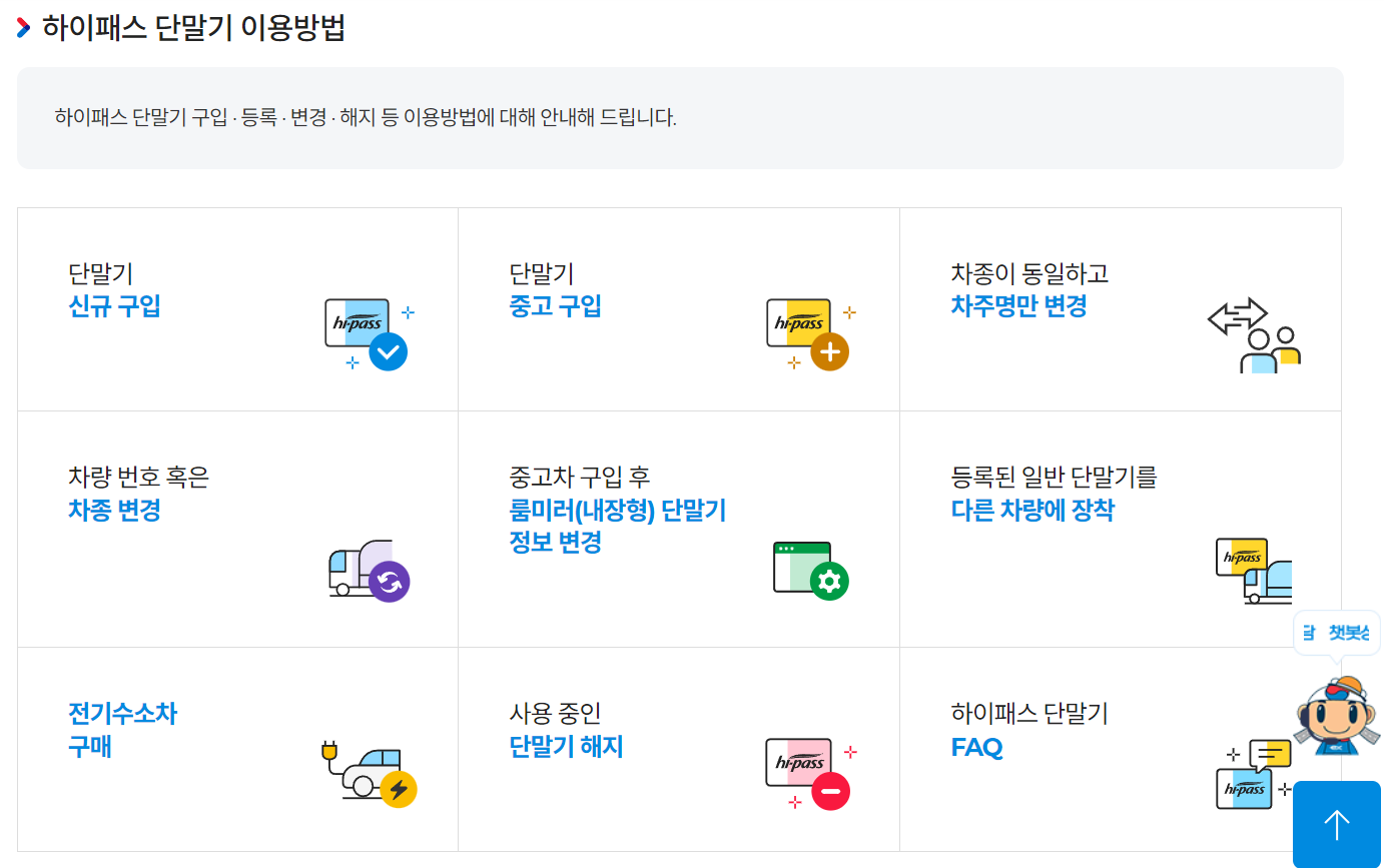하이패스 단말기 이용방법 - 경우에 따른 방법