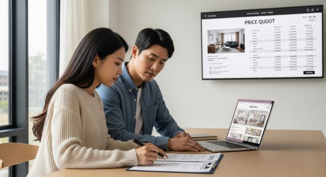 인테리어 업체 선정 시 피해야 할 유형과 계약 전 고민하는 모습