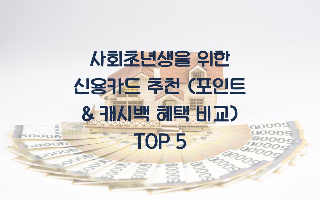 사회초년생을 위한 신용카드 추천 (포인트 & 캐시백 혜택 비교)