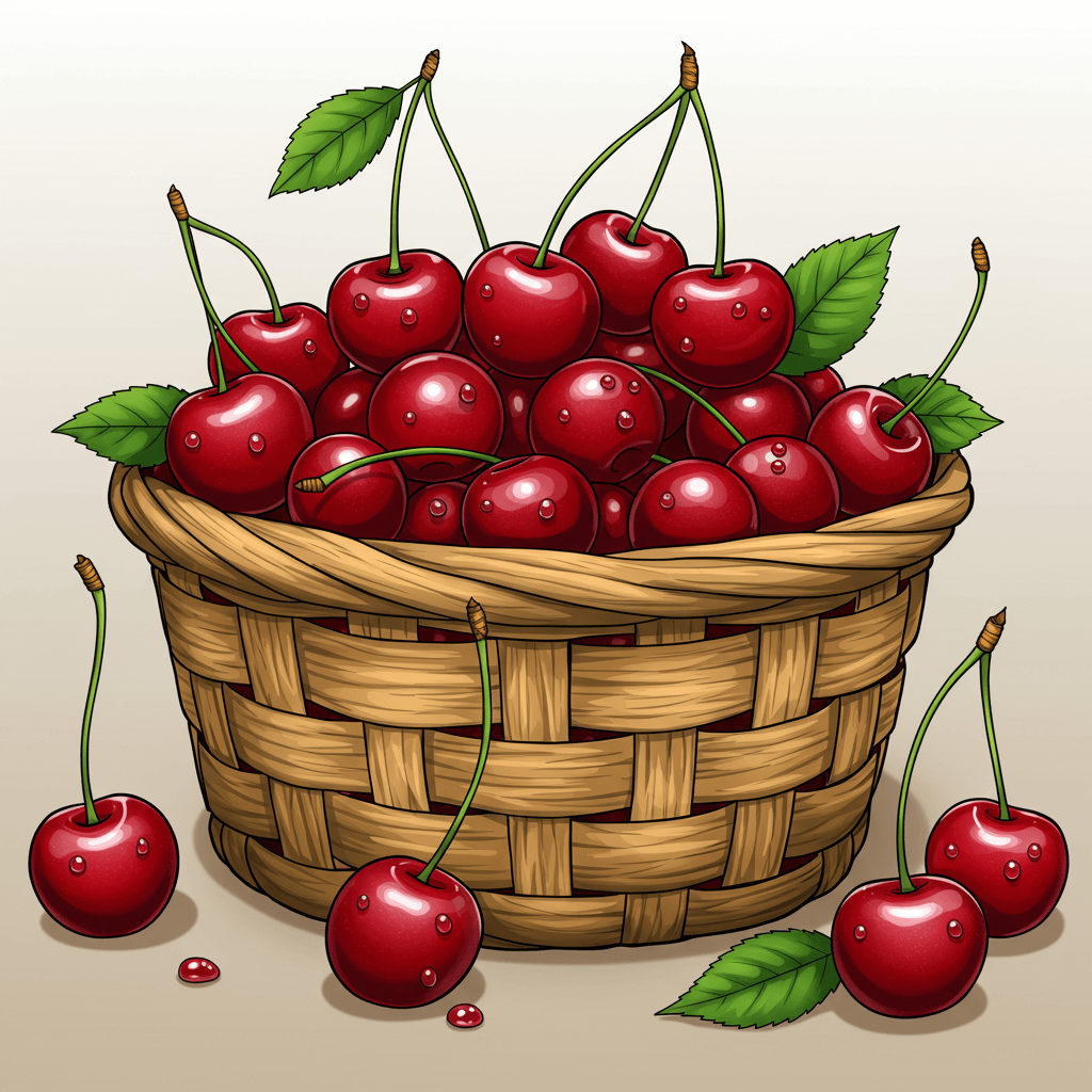 바구니에 담겨있는 체리