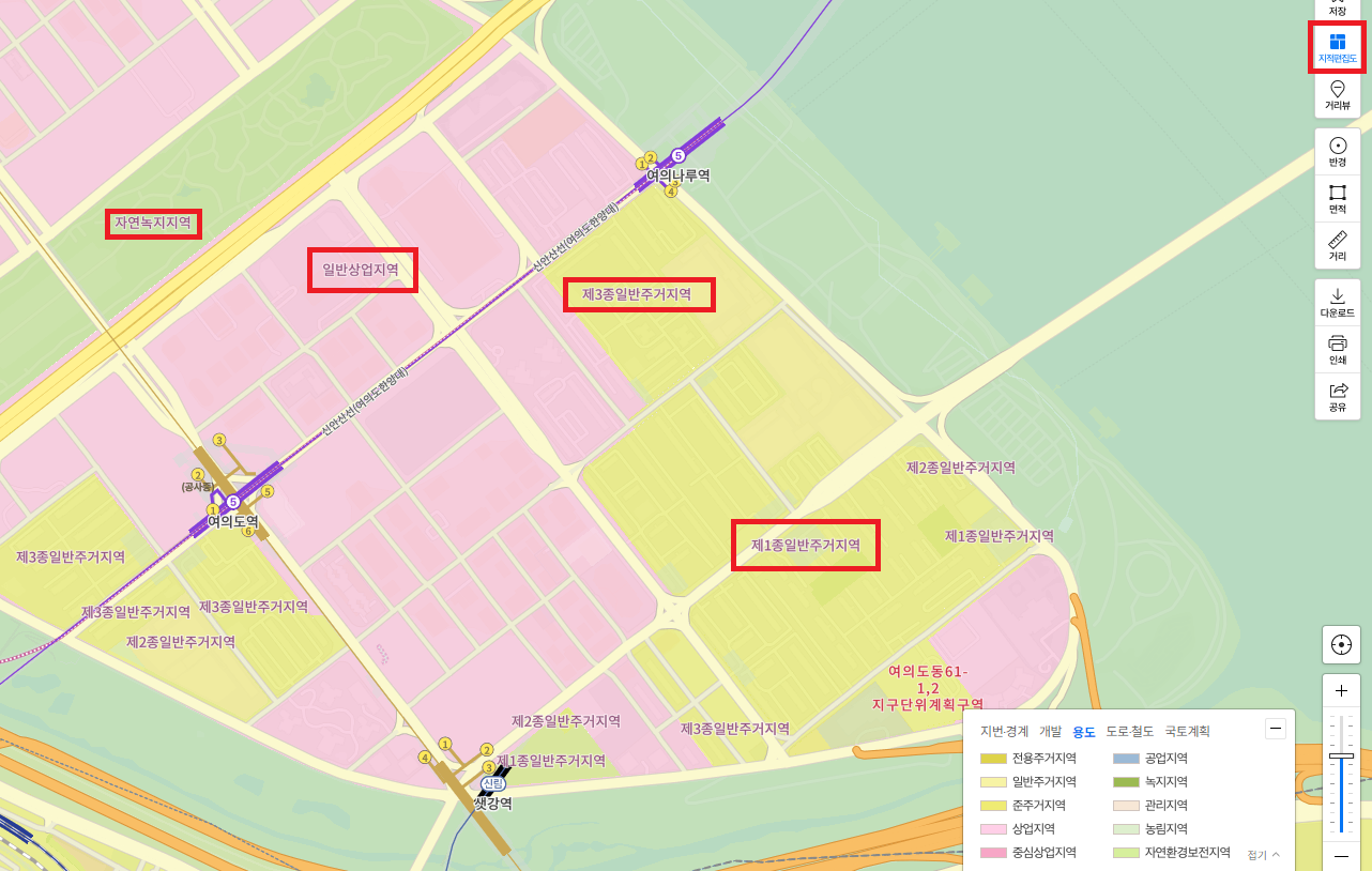 네이버 지도를 이용하여 지적편집도를 확인할 수 있다.