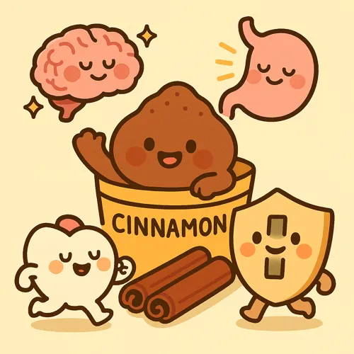 음식 위에 뿌린 계피가루