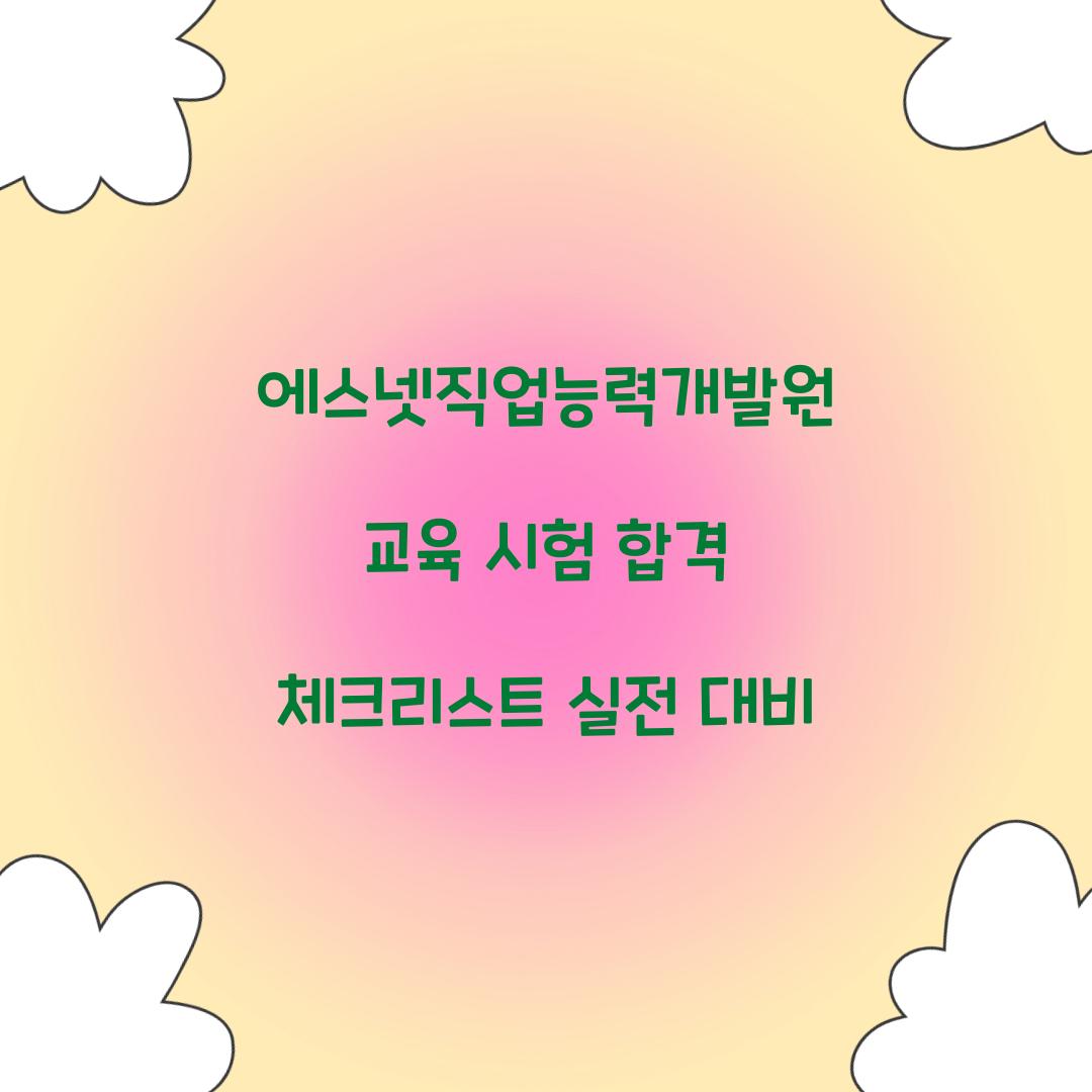 에스넷직업능력개발원 교육 시험