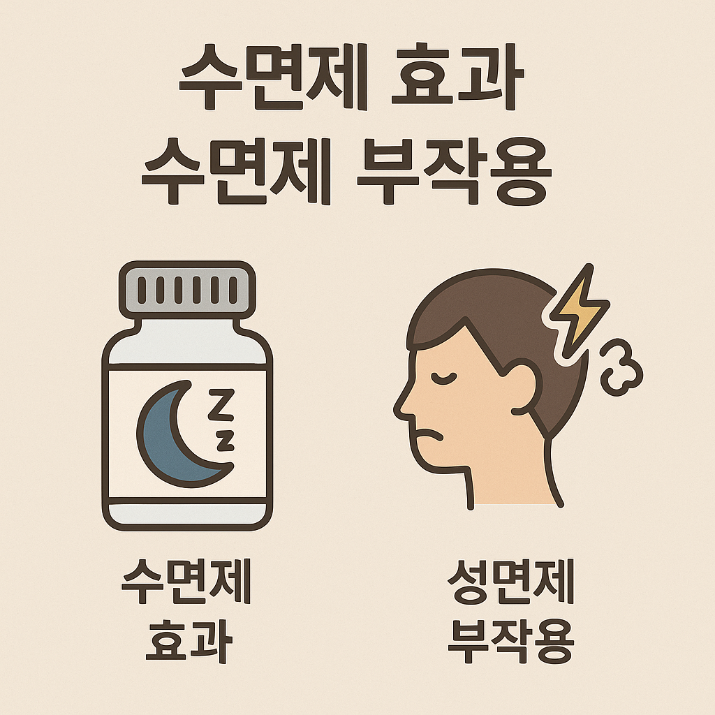 수면제 효과 및 수면제 부작용을 나타내는 이미지