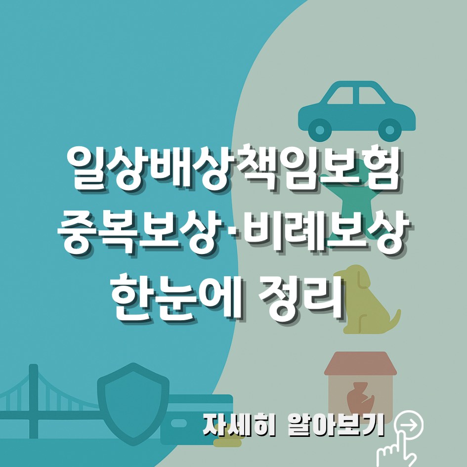 2025 일상배상책임보험 중복보상과 비례보상 사례, 자기부담금 면제 조건까지 총정리 — 중복가입 시 주의사항과 보상 원칙 안내