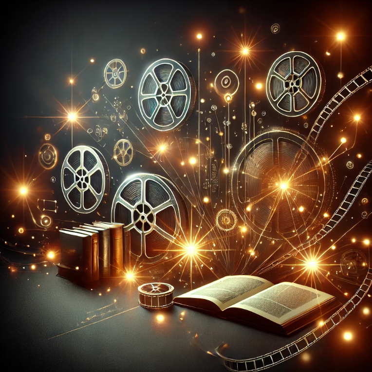 어두운 배경에 빛나는 명대사들이 떠다니는 모습