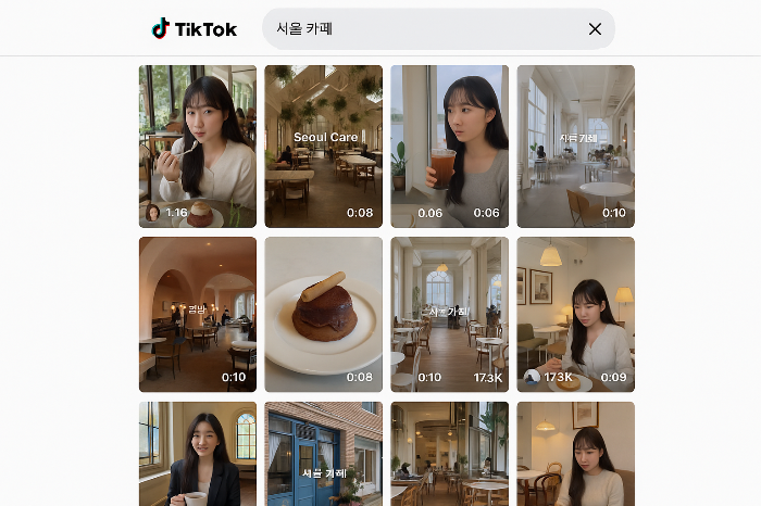 틱톡에서 장소를 검색하는 장면