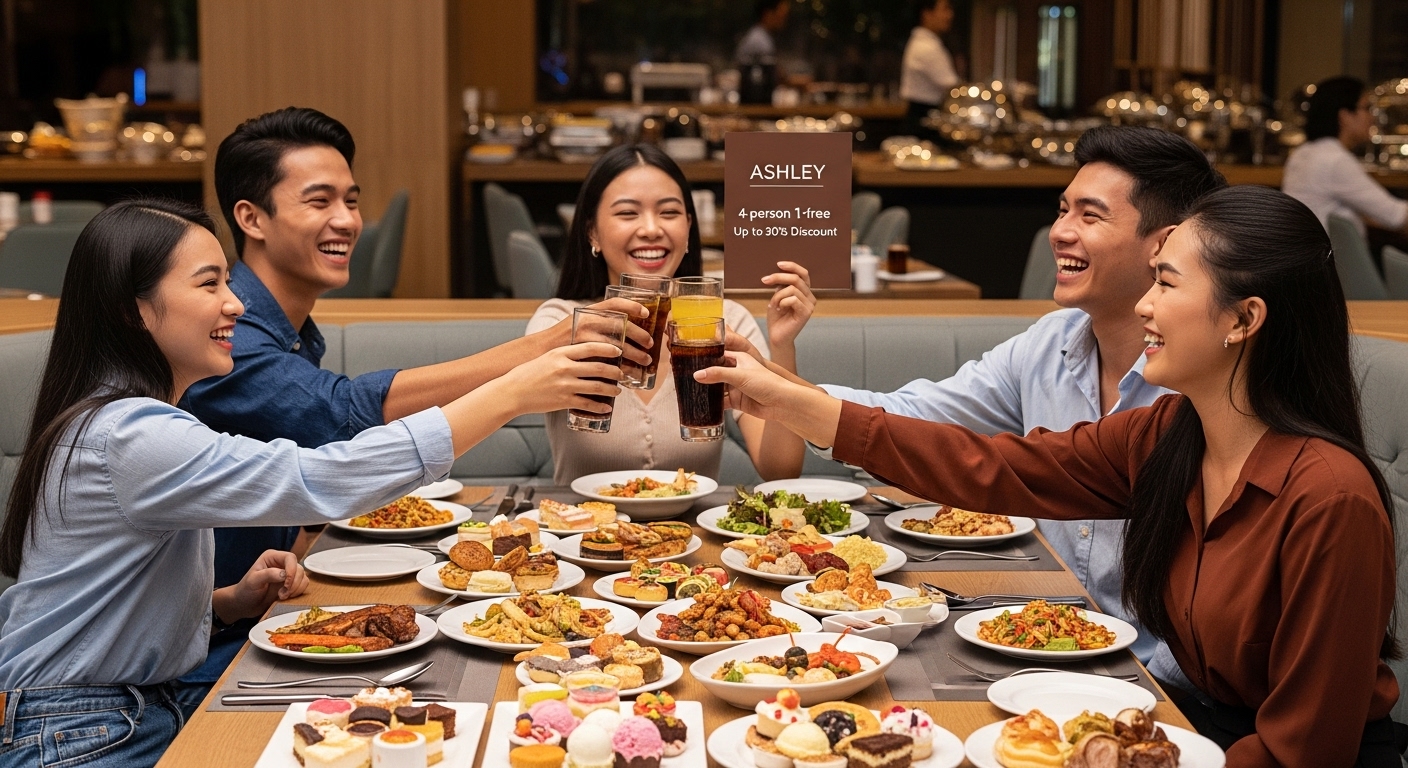 애슐리 뷔페에서 다양한 음식을 즐기며 환하게 웃는 수험생들