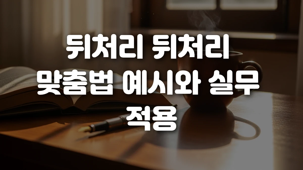 뒤처리 뒤처리 맞춤법 예시와 실무 적용