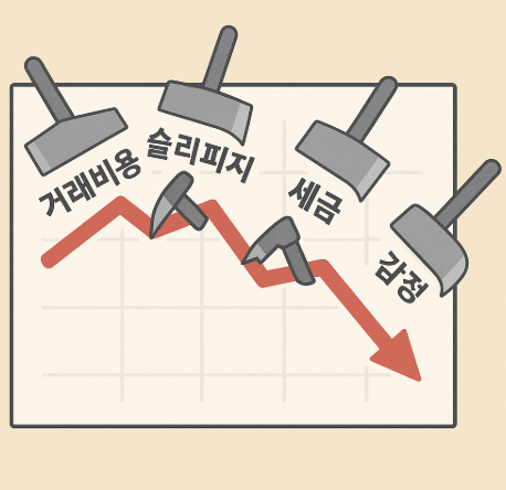여러 요인에 의한 수익 그래프 하락