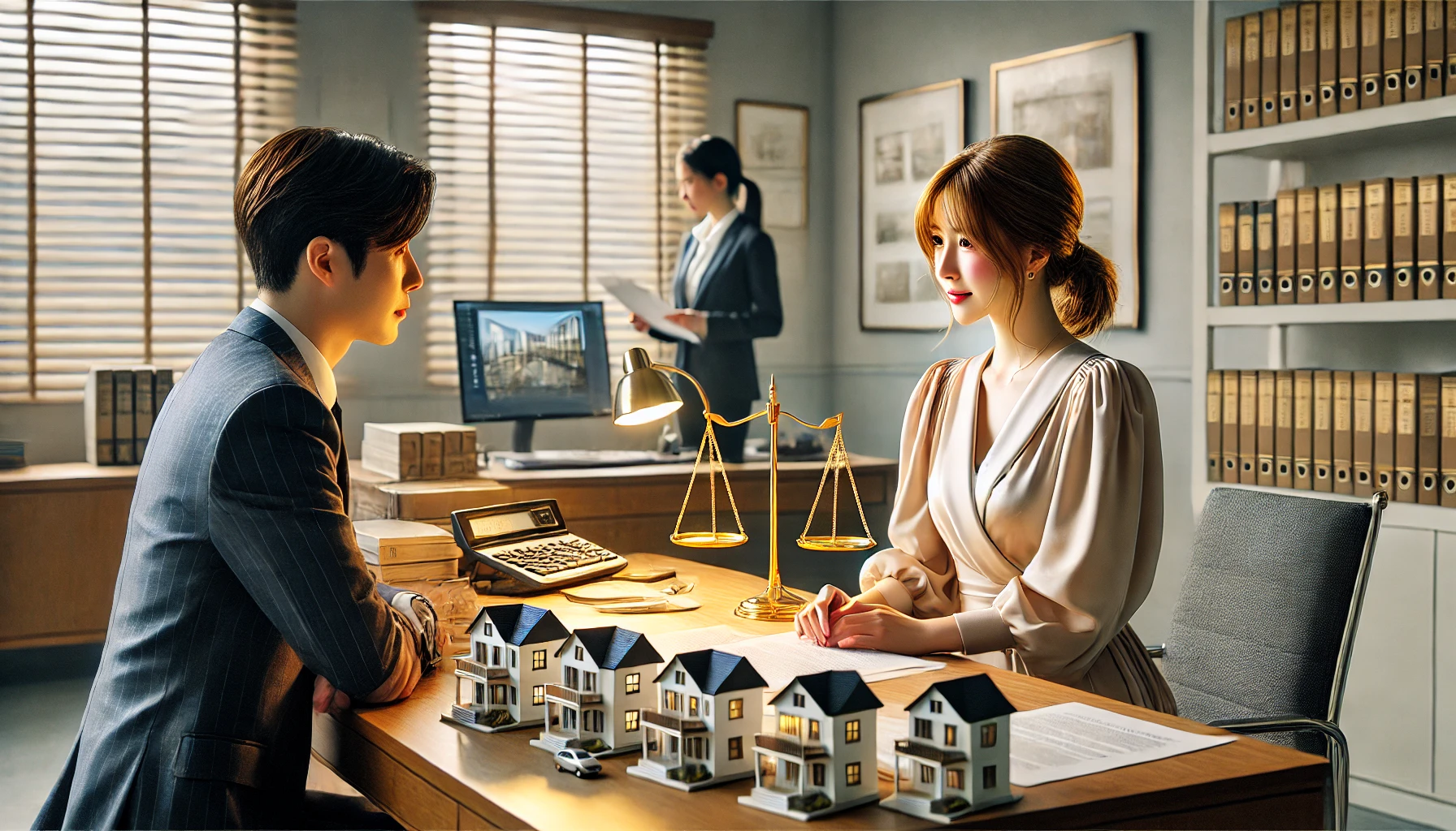 토지거래허가구역 지정과 허가 절차 상담하는 이미지