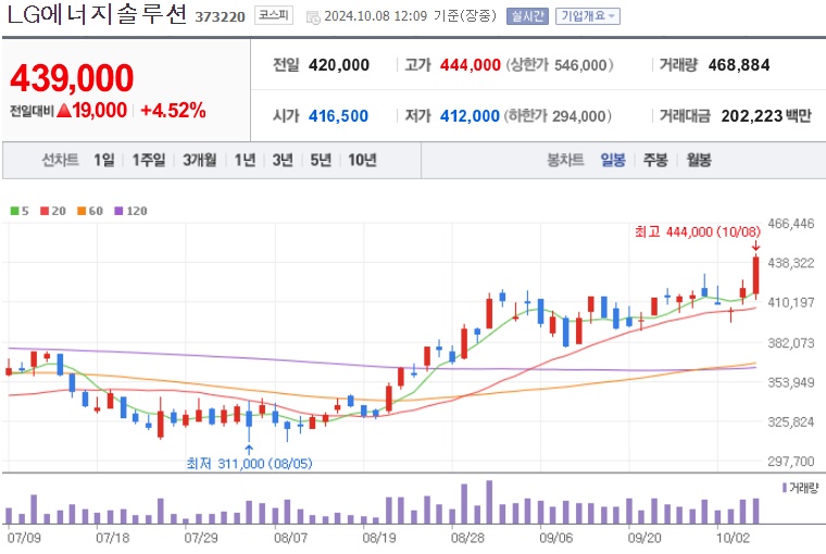 LG에너지솔루션 주가 (1008)