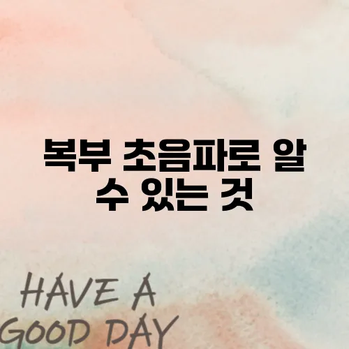 복부 초음파로 알 수 있는 것
