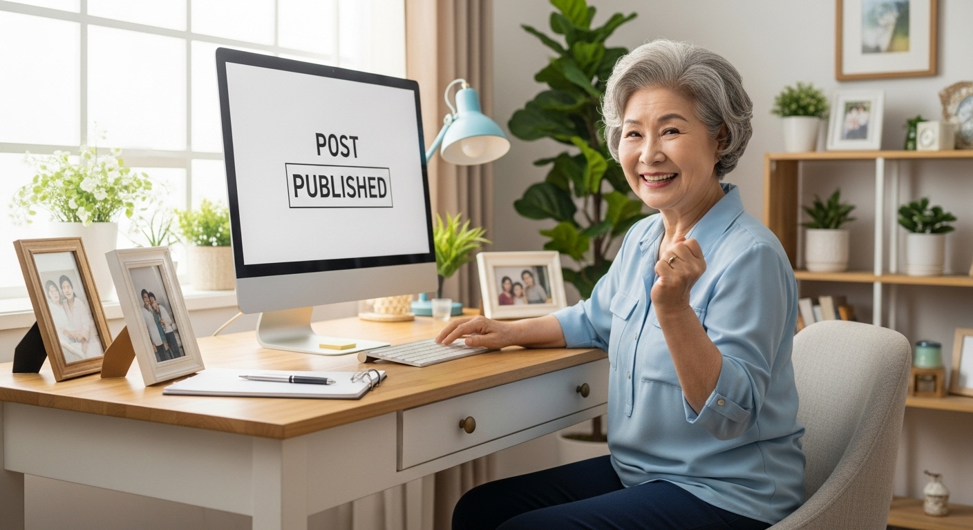 첫 블로그 글을 발행하는 모습