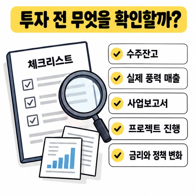 수주잔고, 실제 매출, 사업보고서, 정책 변화를 확인하는 체크리스트