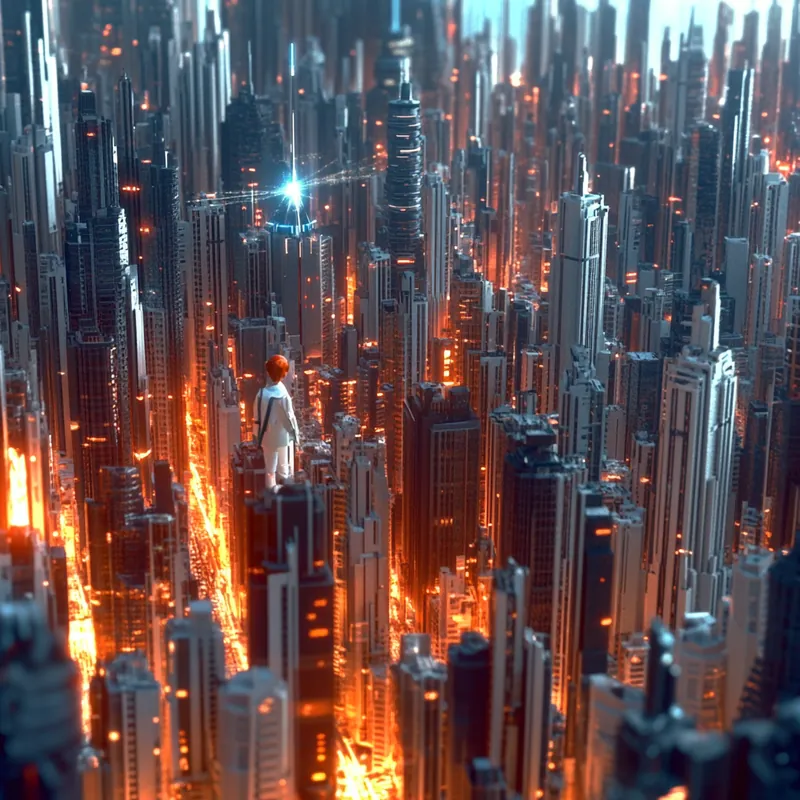 클린에너지로 운영되는 미래 도시 경관이 표현되며 미국 ETF의 성장 가능성을 상징합니다. 혁신과 에너지 전환에 대한 비전을 담고 있습니다.