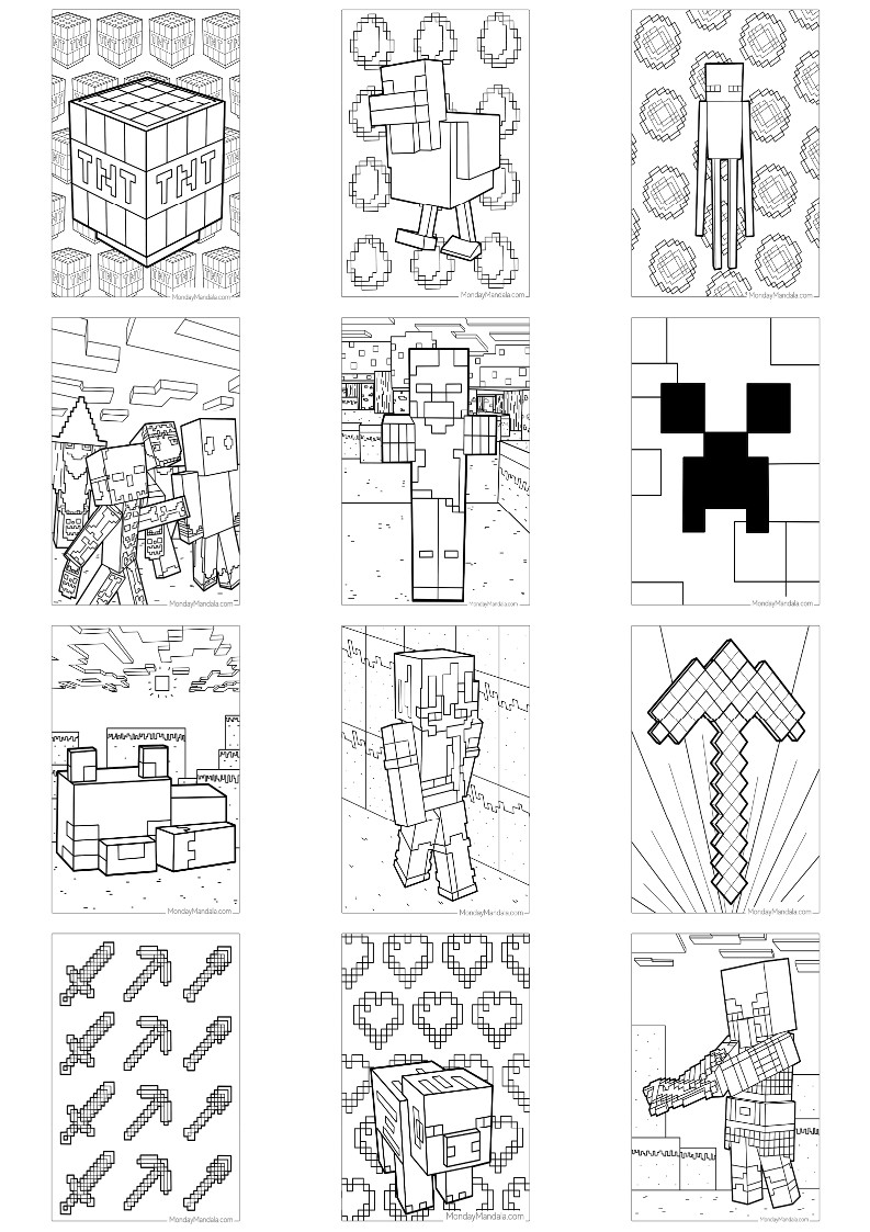 마인드크래프트 색칠공부 도안