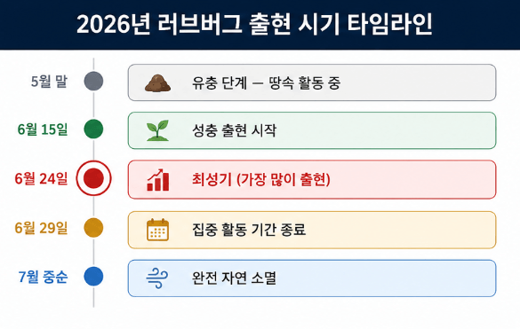 러브버그 출현시기 타임라인