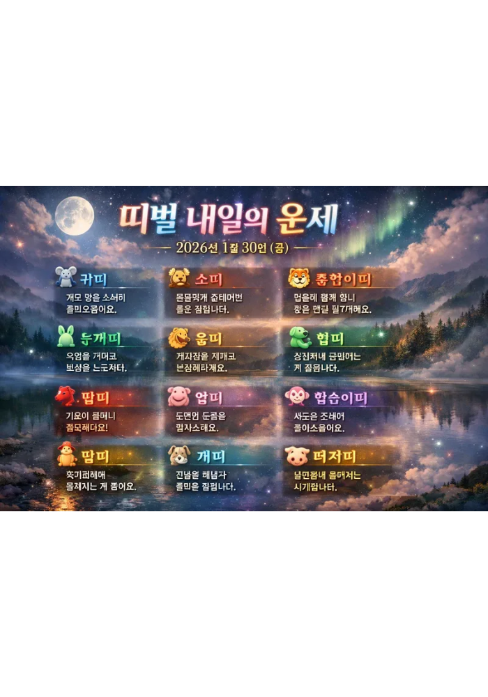 1.띠별 내일의 운세 2026년1월30일