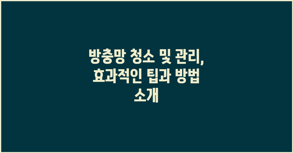 방충망 청소 및 관리및 효과적인 청소 방법과 관리 팁