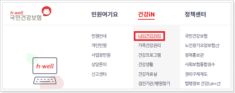 나의건강관리-메뉴-진입화면