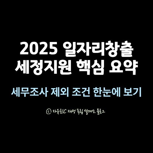 2025 일자리창출 중소기업 세정지원 완전 정리|세무조사 제외 조건과 신청 방법