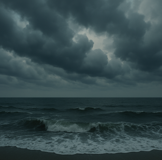 먹구름이 낀 바다