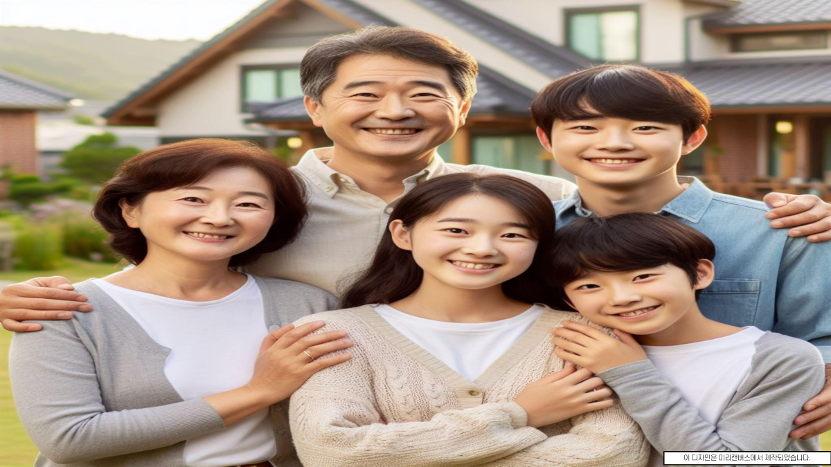 가족-5명이-앞을-바라보고-있는