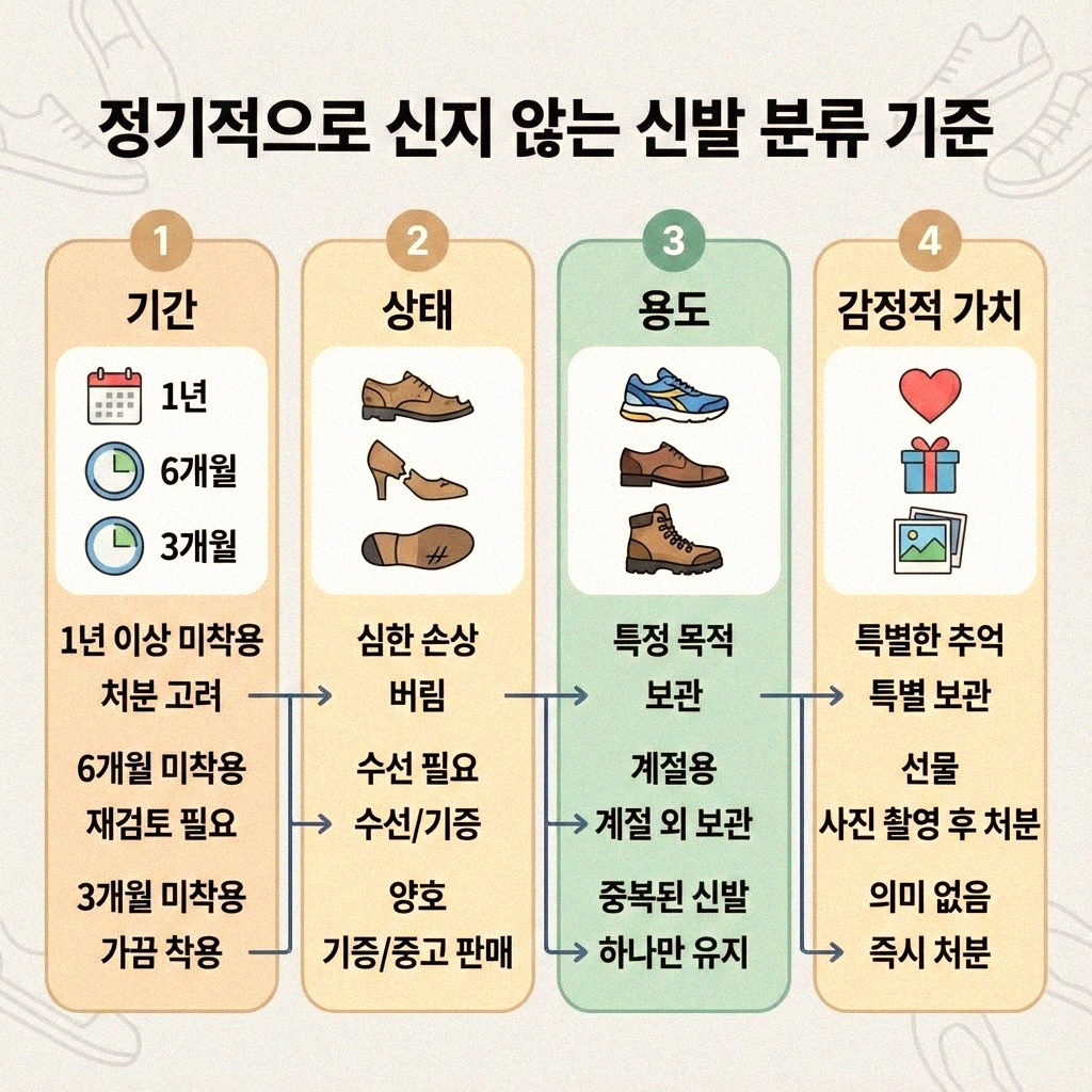 신발 정리 시작 전 꼭 해야 할 일 사용 빈도 기준 세우기