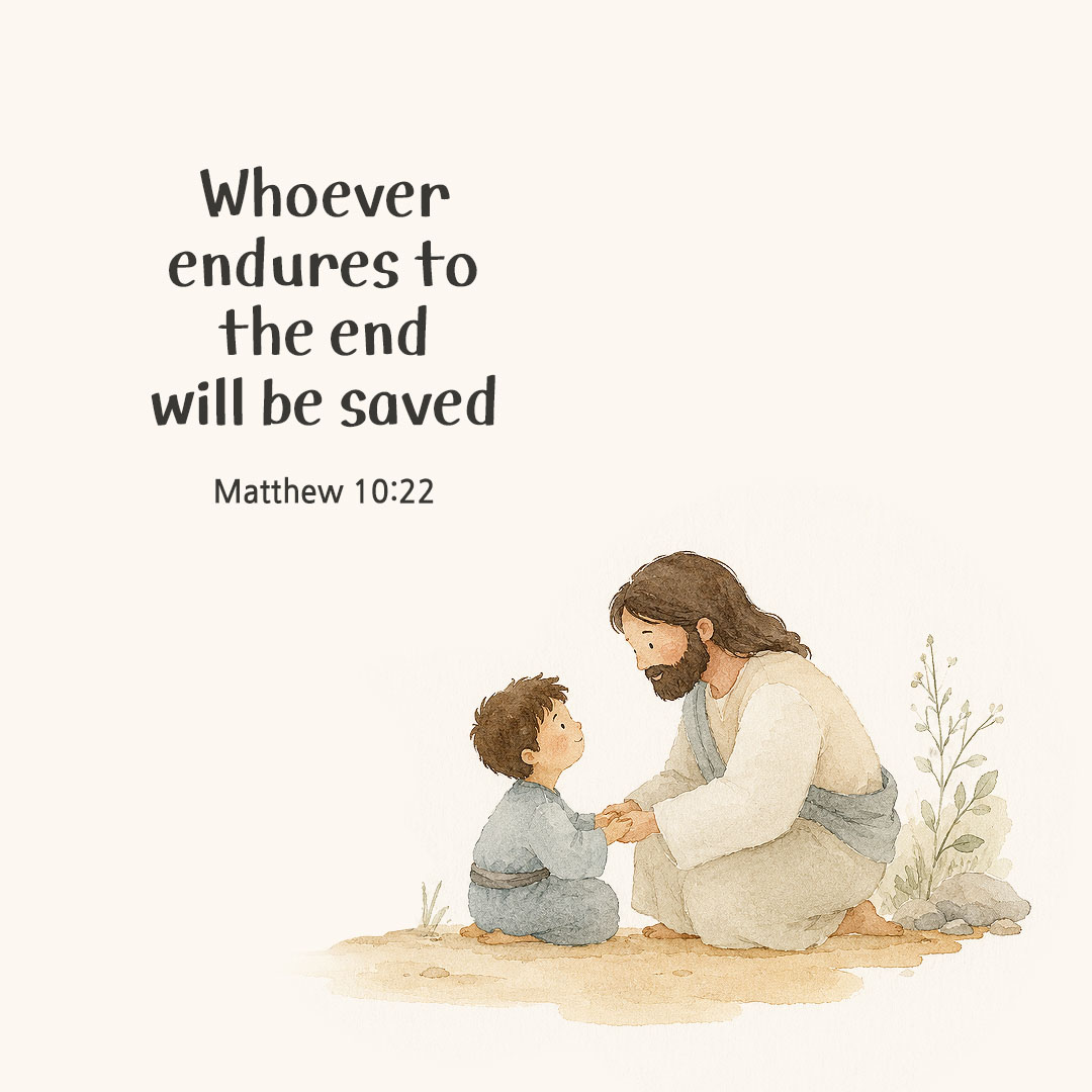 Today's Bible verse card Matthew 10:22 scripture image