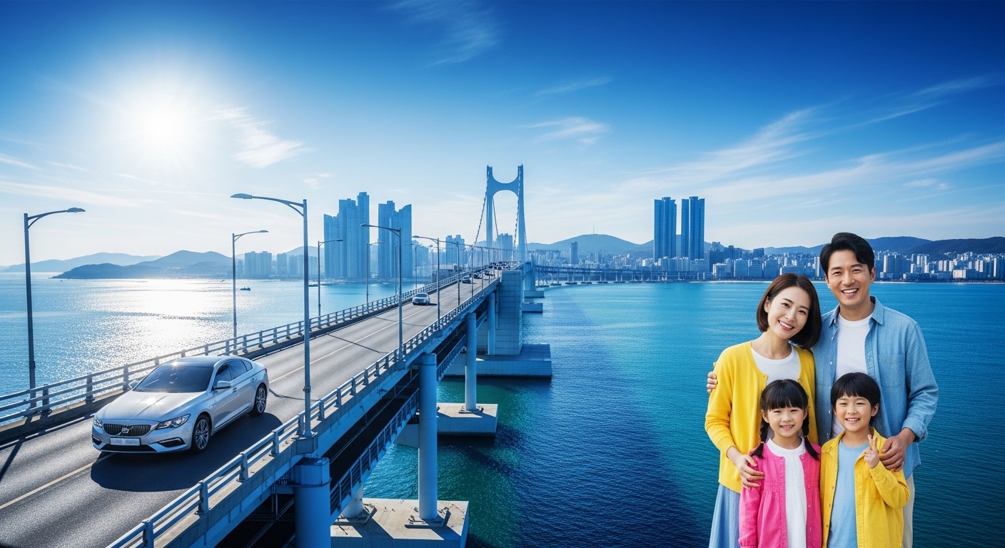 광안대교와부모와2자녀