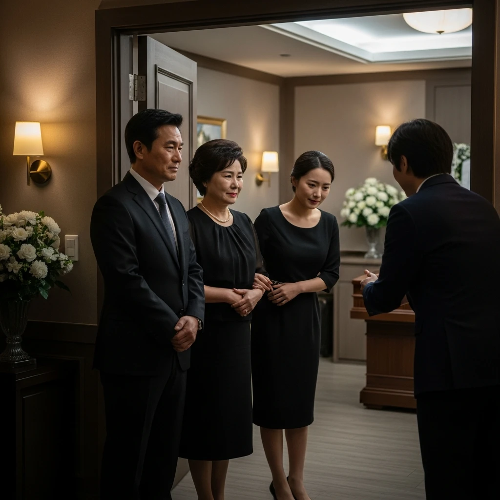 상주와 조문객 인사 장면