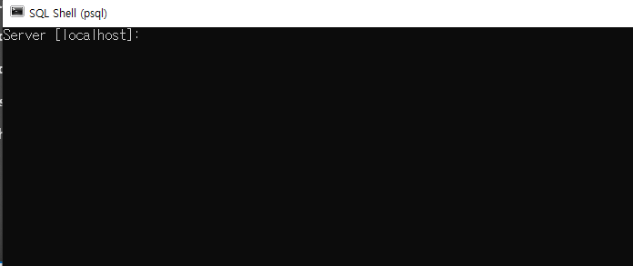 SQL Shell(psql) 실행 초기 화면