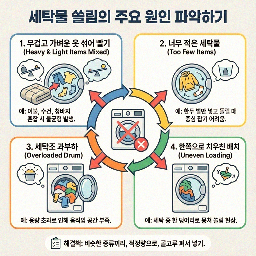 세탁기 탈수 시 덜컹거림 심할 때 밸런스 맞추는 법